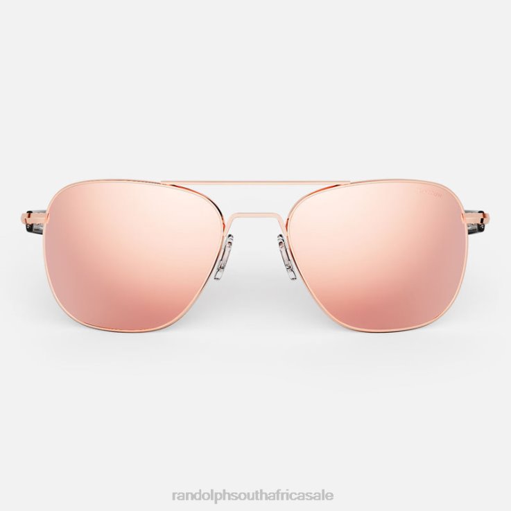 Randolph 22k Rose Gold & Rose Gold Aviator 6 0V6P103 Polarized Mirror Nylon Lens