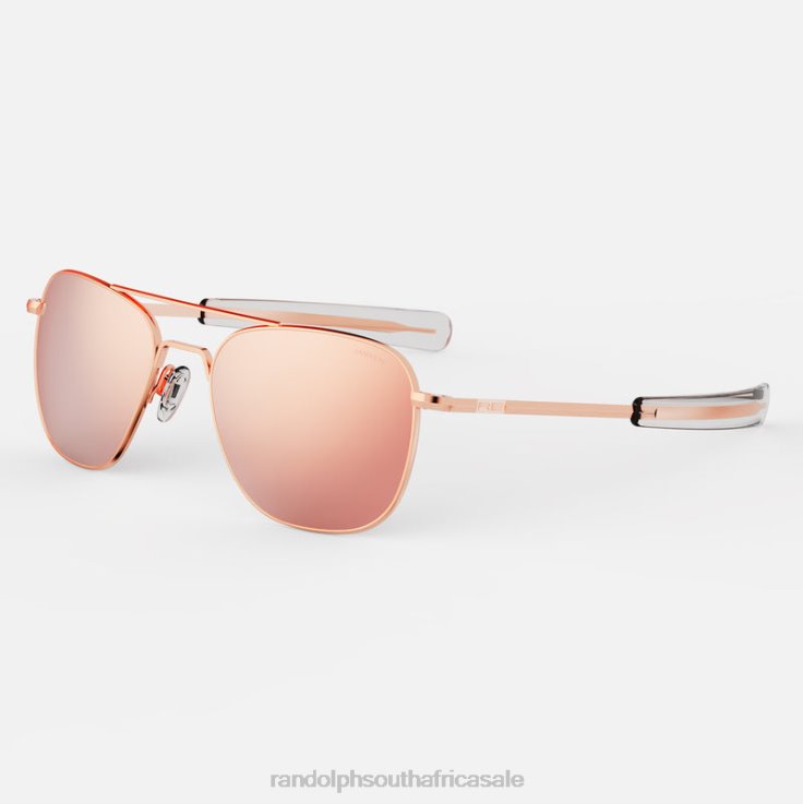 Randolph 22k Rose Gold & Rose Gold Aviator 6 0V6P103 Polarized Mirror Nylon Lens