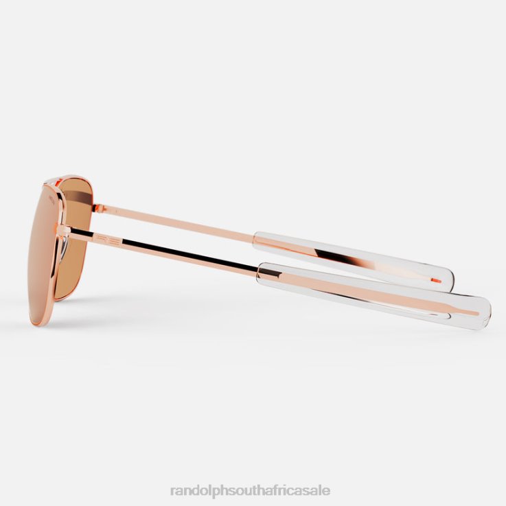 Randolph 22k Rose Gold & Rose Gold Aviator 6 0V6P103 Polarized Mirror Nylon Lens