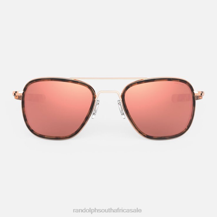 Randolph 22k Rose Gold & Rose Tortoise Inlay & Rose Gold Aviator Fusion 0V6P14 Polarized Nylon Lens