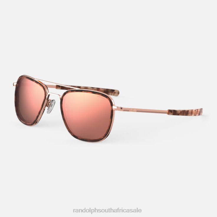 Randolph 22k Rose Gold & Rose Tortoise Inlay & Rose Gold Aviator Fusion 0V6P14 Polarized Nylon Lens