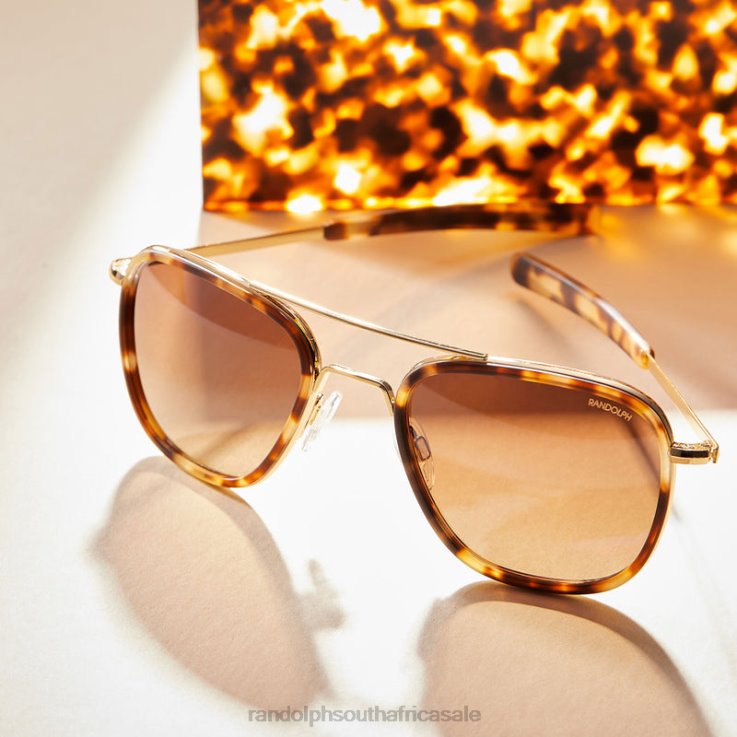 Randolph 22k Rose Gold & Rose Tortoise Inlay & Rose Gold Aviator Fusion 0V6P14 Polarized Nylon Lens