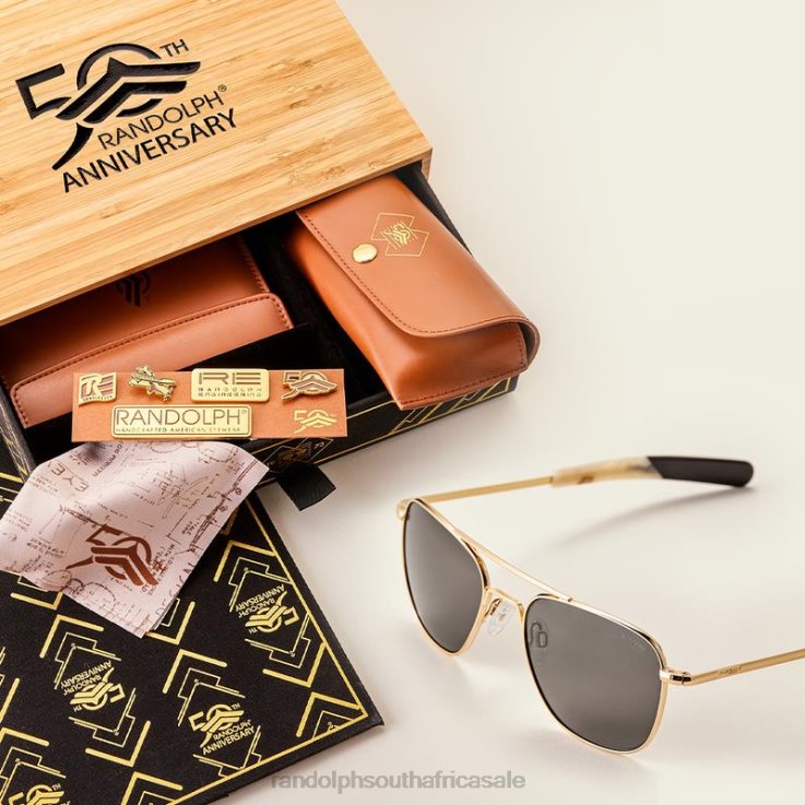 Randolph 23k Gold & American Gray Aviator 1 0V6P1 Polarized Glass Lens