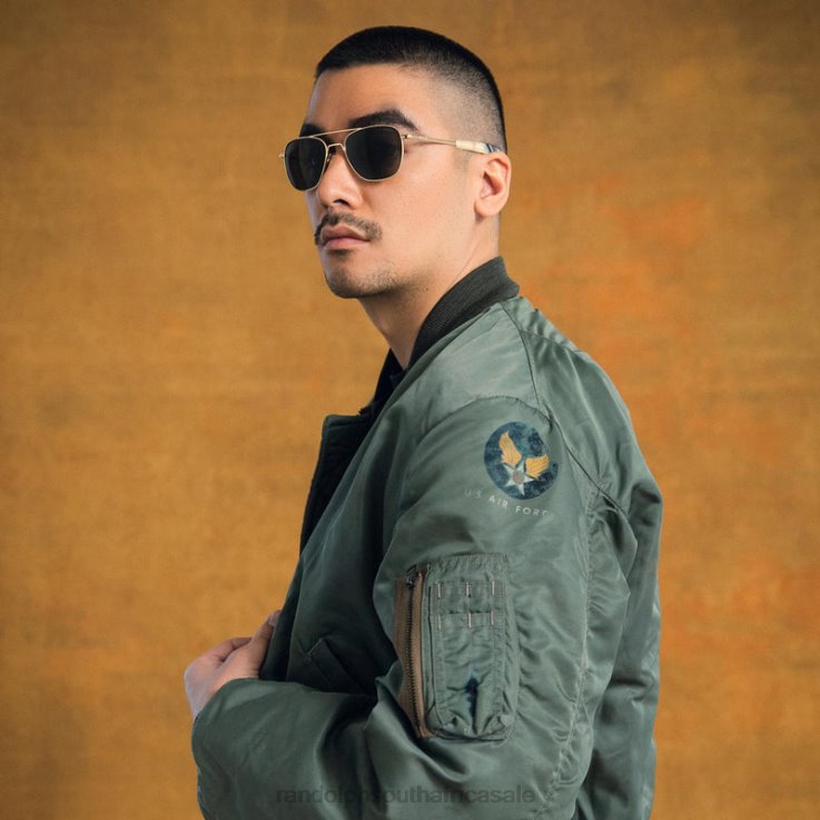 Randolph 23k Gold & American Gray Aviator 1 0V6P1 Polarized Glass Lens