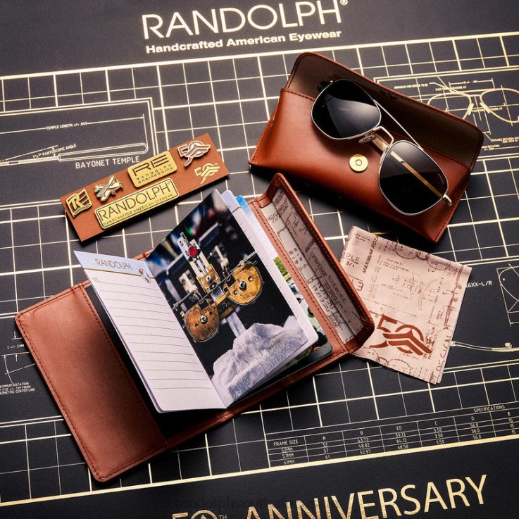 Randolph 23k Gold & American Gray Aviator 1 0V6P1 Polarized Glass Lens