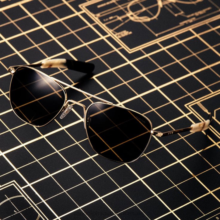 Randolph 23k Gold & American Gray Aviator 3 0V6P66 Polarized Glass Lens