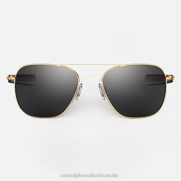 Randolph 23k Gold & American Gray Aviator 5 0V6P87 Polarized Glass Lens