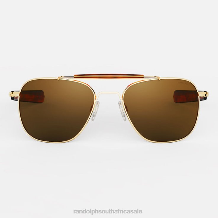 Randolph 23k Gold & American Tan Aviator Ii 0V6P21 Polarized Glass Lens