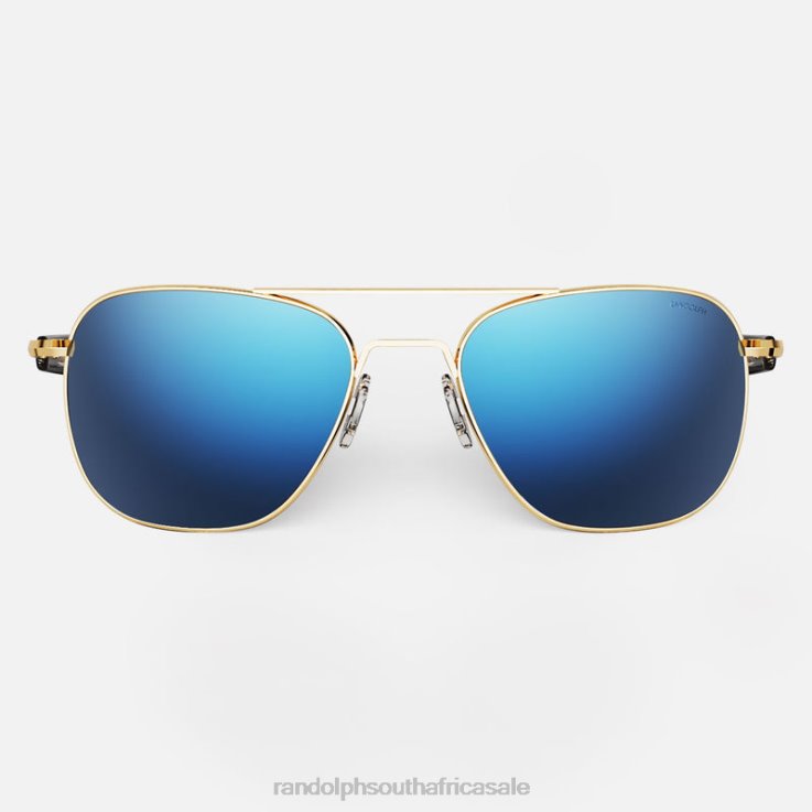 Randolph 23k Gold & Atlantic Blue Aviator 3 0V6P25 Polarized Mirror Nylon Lens