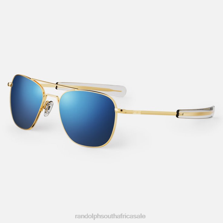 Randolph 23k Gold & Atlantic Blue Aviator 3 0V6P25 Polarized Mirror Nylon Lens