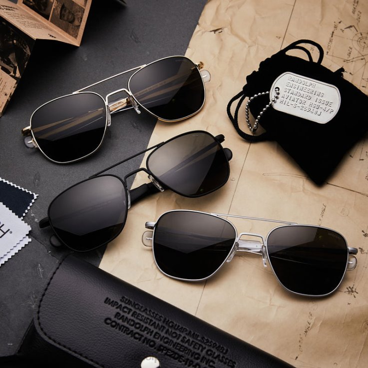 Randolph 23k Gold Aviator 4 0V6P68 Polarized American Gray Lens