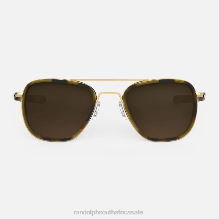 Randolph 23k Gold & Dark Caramel Tortoise Inlay & Cape Sand Aviator Fusion 0V6P13 Polarized Gradient Nylon Lens