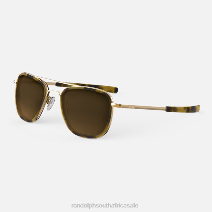 Randolph 23k Gold & Dark Caramel Tortoise Inlay & Cape Sand Aviator Fusion 0V6P13 Polarized Gradient Nylon Lens