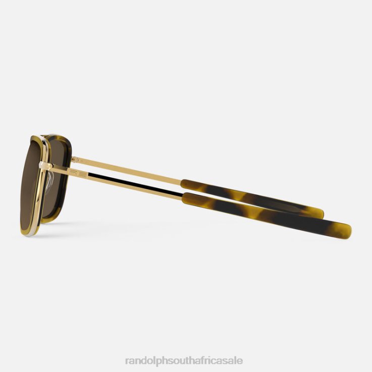 Randolph 23k Gold & Dark Caramel Tortoise Inlay & Cape Sand Aviator Fusion 0V6P13 Polarized Gradient Nylon Lens