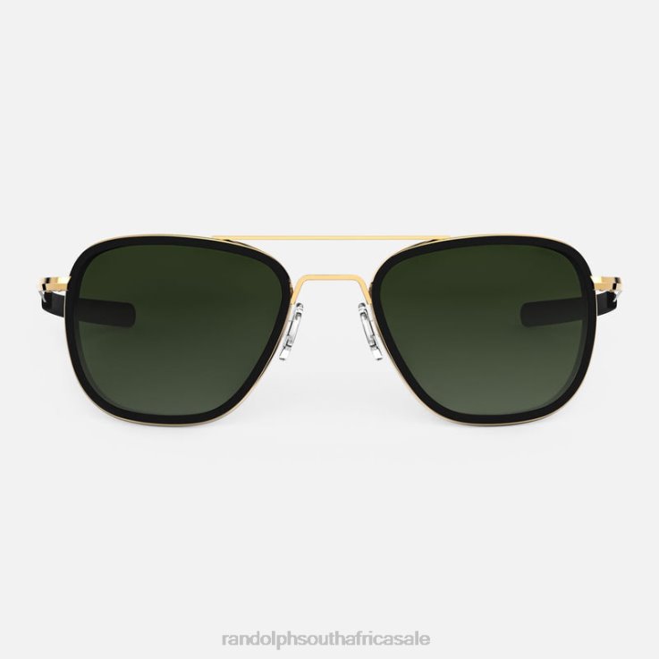 Randolph 23k Gold & Matte Onyx Inlay & Evergreen Aviator Fusion 0V6P12 Polarized Gradient Nylon Lens