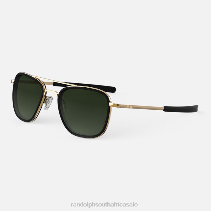 Randolph 23k Gold & Matte Onyx Inlay & Evergreen Aviator Fusion 0V6P12 Polarized Gradient Nylon Lens