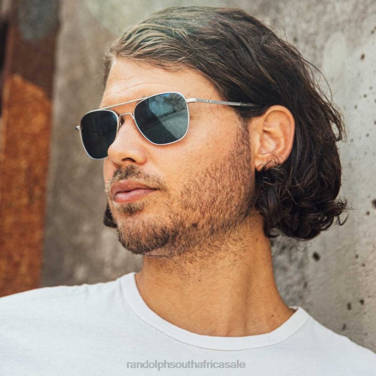 Randolph Bright Chrome & Atlantic Blue Aviator 3 0V6P45 Polarized Nylon Lens