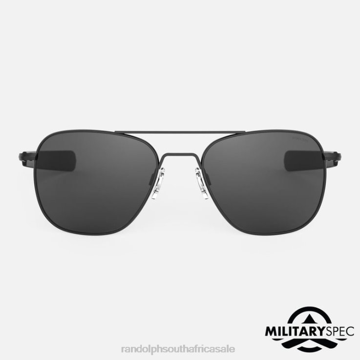 Randolph Matte Black Aviator 4 0V6P85 Polarized American Gray Lens