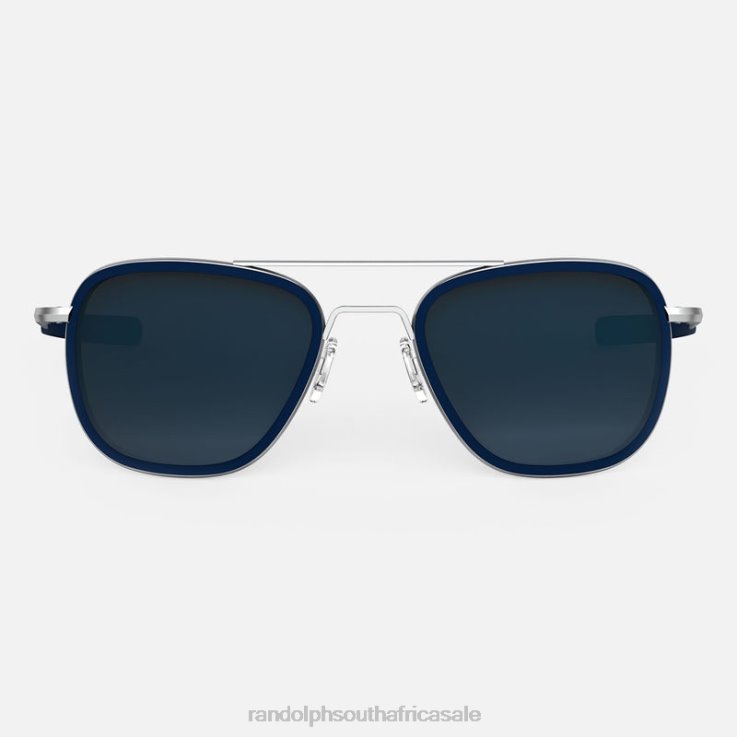 Randolph Matte Chrome & Blue Sapphire Inlay & Slate Aviator Fusion 0V6P27 Polarized Gradient Nylon Lens