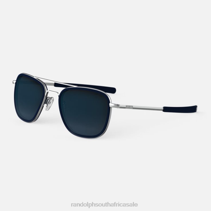 Randolph Matte Chrome & Blue Sapphire Inlay & Slate Aviator Fusion 0V6P27 Polarized Gradient Nylon Lens