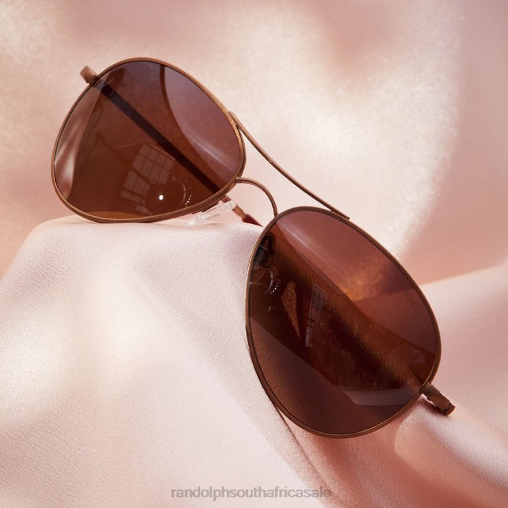 Randolph 22k Satin Chocolate Gold & Cape Sand Amelia 0V6P63 Polarized Gradient Nylon Lens