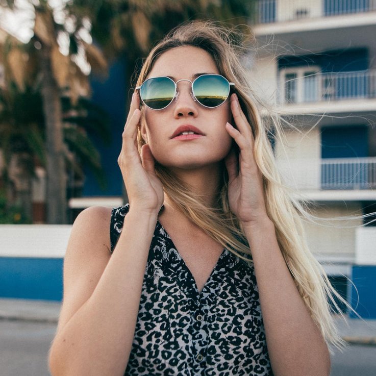 Randolph 22k Champagne Gold & Mystic Blue Hamilton 0V6P57 Polarized Mirror Nylon Lens