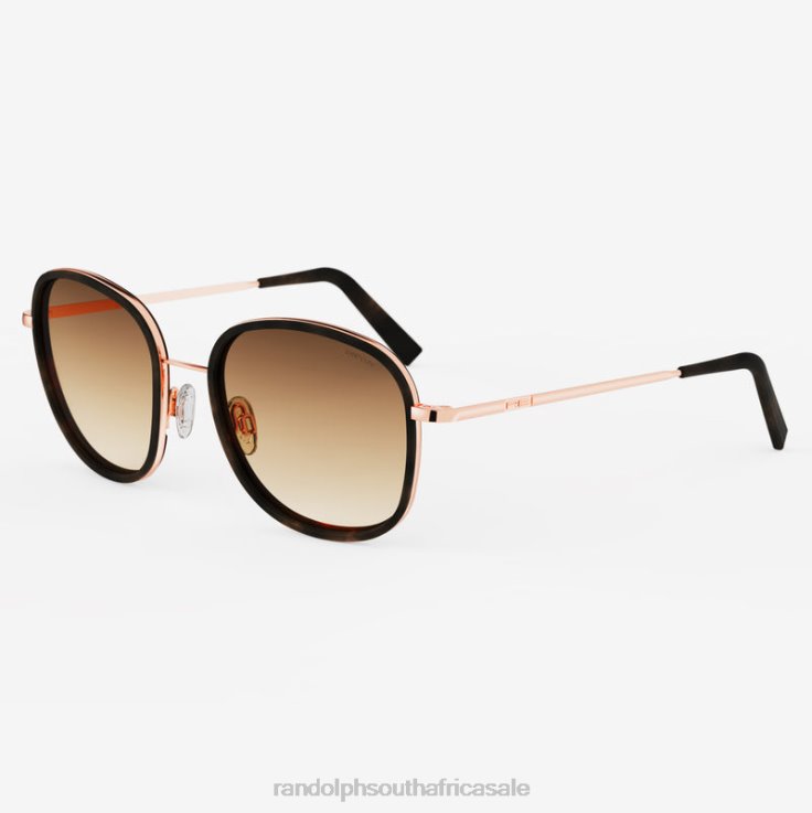 Randolph 22k Rose Gold & Dark Chocolate Tortoise Inlay & Cape Sand Elinor Fusion 0V6P107 Non-Polarized Gradient Nylon Lens