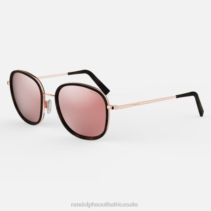 Randolph 22k Rose Gold & Dark Chocolate Tortoise Inlay & Rose Gold Elinor Fusion 0V6P32 Polarized Nylon Lens