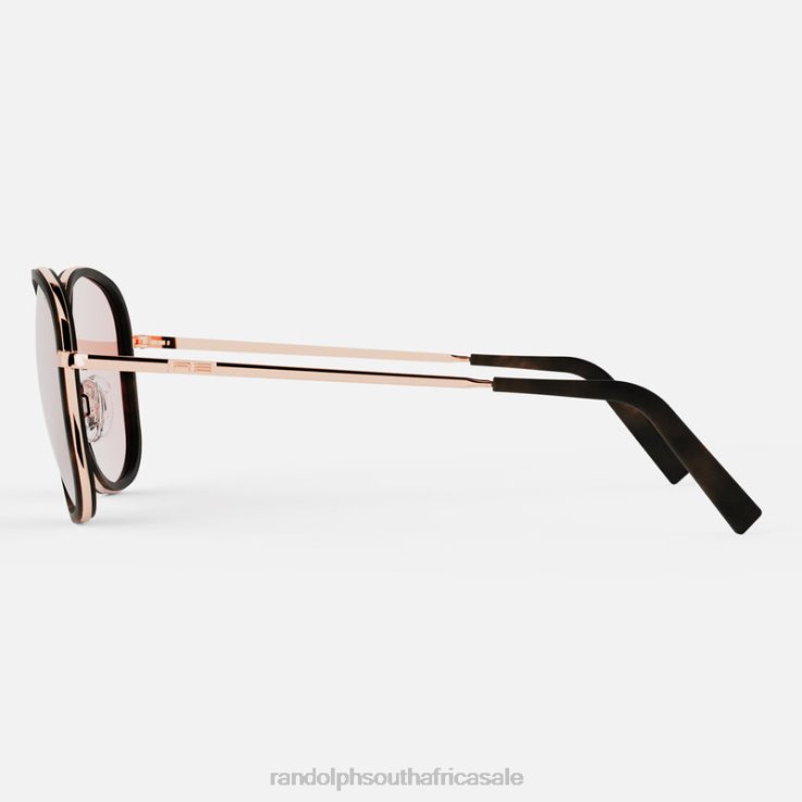 Randolph 22k Rose Gold & Dark Chocolate Tortoise Inlay & Rose Gold Elinor Fusion 0V6P32 Polarized Nylon Lens