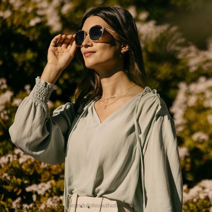 Randolph 23k Gold & Dark Caramel Tortoise & Cape Sand Elinor Fusion 0V6P30 Polarized Gradient Nylon Lens